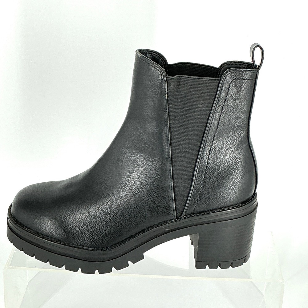 MIA Size 9.5 Black Faux Leather Platform Chelsea Boots NEW ADEA $60 - Picture 7 of 12